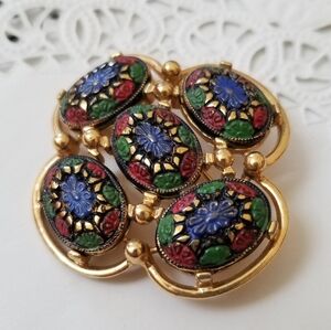 VTG Sarah Coventry floral Goldtone 2" Brooch
